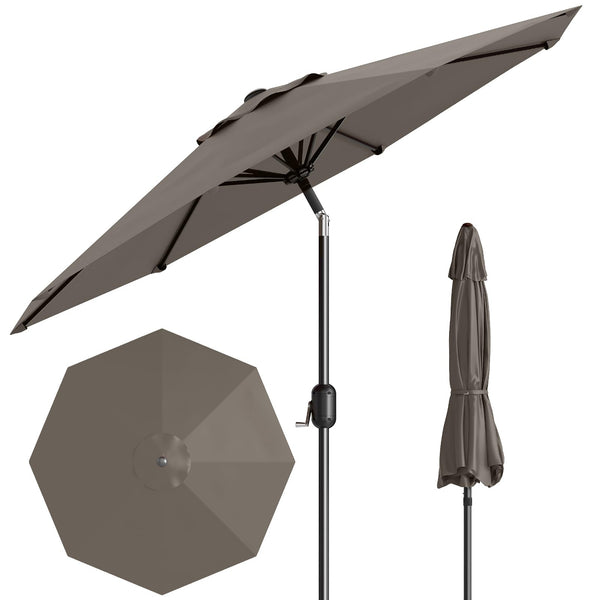 Garvee 9 ft Outdoor Patio Umbrella with 8 Sturdy Ribs, Crank Lift, Pus