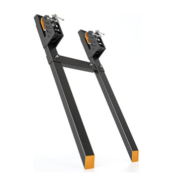 Garvee 4000 LBS 60" Heavy Duty Clamp-on Pallet Forks, Twin Screw Design, Yellow Tongue, Tractor Attachment w/ Adjustable Stabilizer Bar (18.7"-31.8") for Tractor Bucket Loader Skid Steer