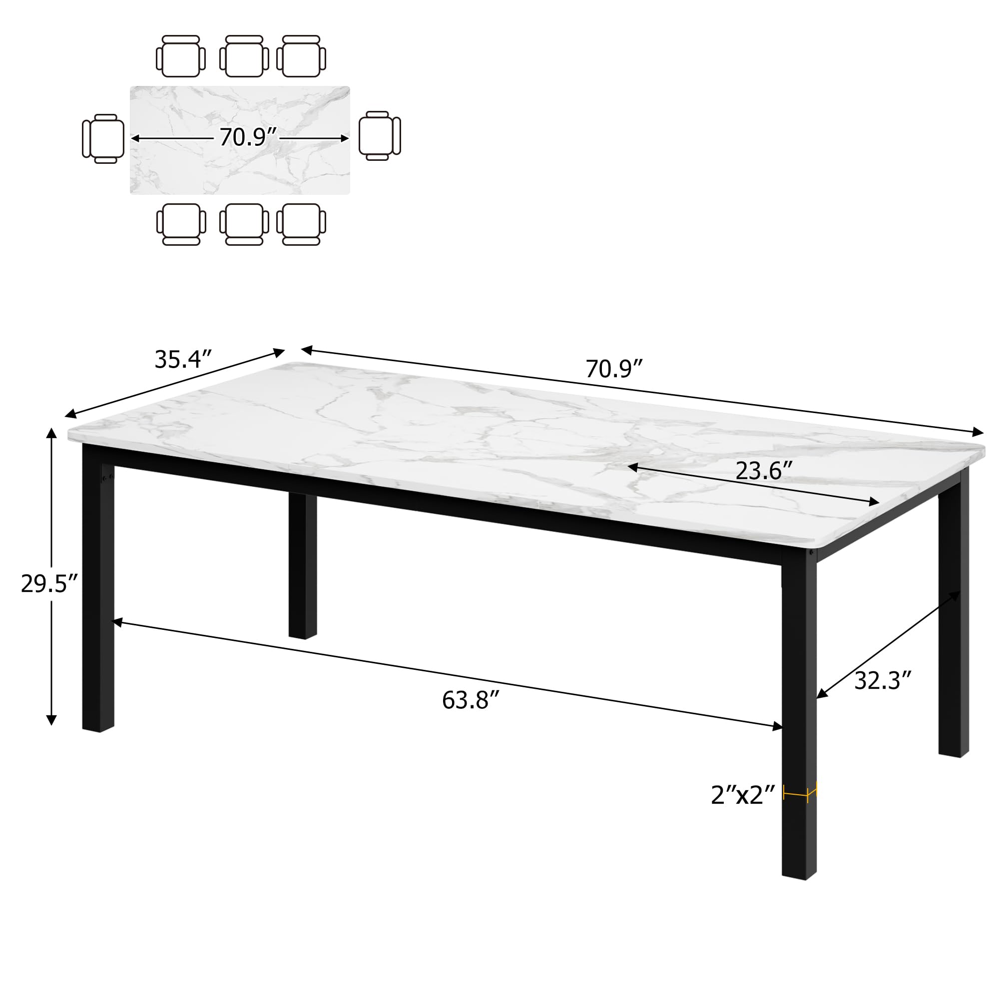 長いテーブル. Long table. Mesa comprida GARVEE 70.9