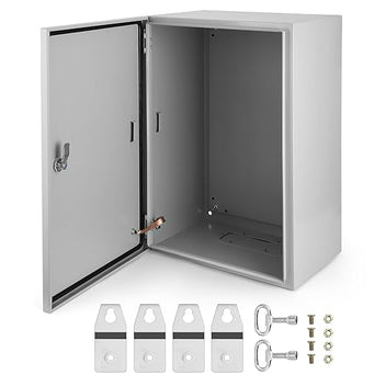 Garvee Junction Box, Steel Electrical Box 24x16x12", NEMA 4X Electrical Enclosure Box IP66 Waterproof & Dustproof, Universal Electrical Project Box with Lock & Mounting Plate