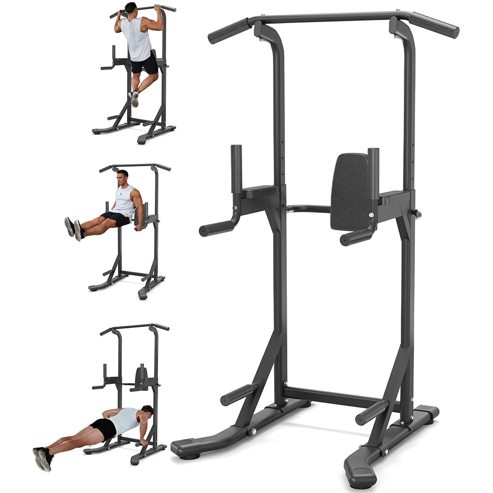 Garvee Pull Up Bar Free Standing Power Tower Dip Station For Home Gym 450LBS Capacity Black