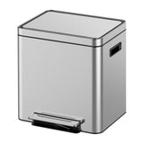 Garvee 30L/8 Gallon Dual Trash Can, Rectangular Waste Basket with Metal Lid & Step Foot Pedal, Double Compartment Classified Garbage Can, Stainless Steel Trash Can with Removable Inner Bucket - Silver