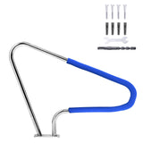Garvee 48"x36" Pool Rail - 304 Stainless Steel, 370 lbs Load Capacity, Rustproof Silver Pool Handrail with Blue Grip Cover & Accessories