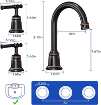 Classical 8 inch Bathroom Faucet, Bathroom faucets for Sink 3 Holes, Widespread Brushed Nickel Bathroom Faucet with Pop Up Drain and cUPC Lead-Free Hose