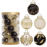 Garvee 25Pcs 2.36 Inch Christmas Balls Ornaments for Xmas Christmas Tree Decor, Shatterproof Christmas Tree Decorations Hanging Baubles for Holiday Wedding Party, Black & Gold - Black & Gold