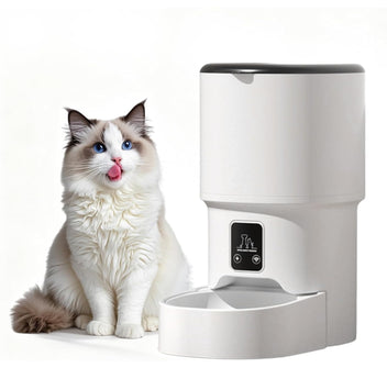 Garvee Automatic Dog & Cat Feeder 4L, Programmable Up to 6 Timed Meals, Portion Control, Dual Power, Stainless Steel Bowl, Easy to Clean, Dampness-Proof, Smart Food Dispenser, White