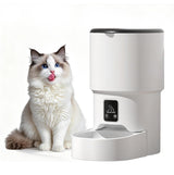 Garvee Automatic Dog & Cat Feeder 4L, Programmable Up to 6 Timed Meals, Portion Control, Dual Power, Stainless Steel Bowl, Easy to Clean, Dampness-Proof, Smart Food Dispenser, White - White