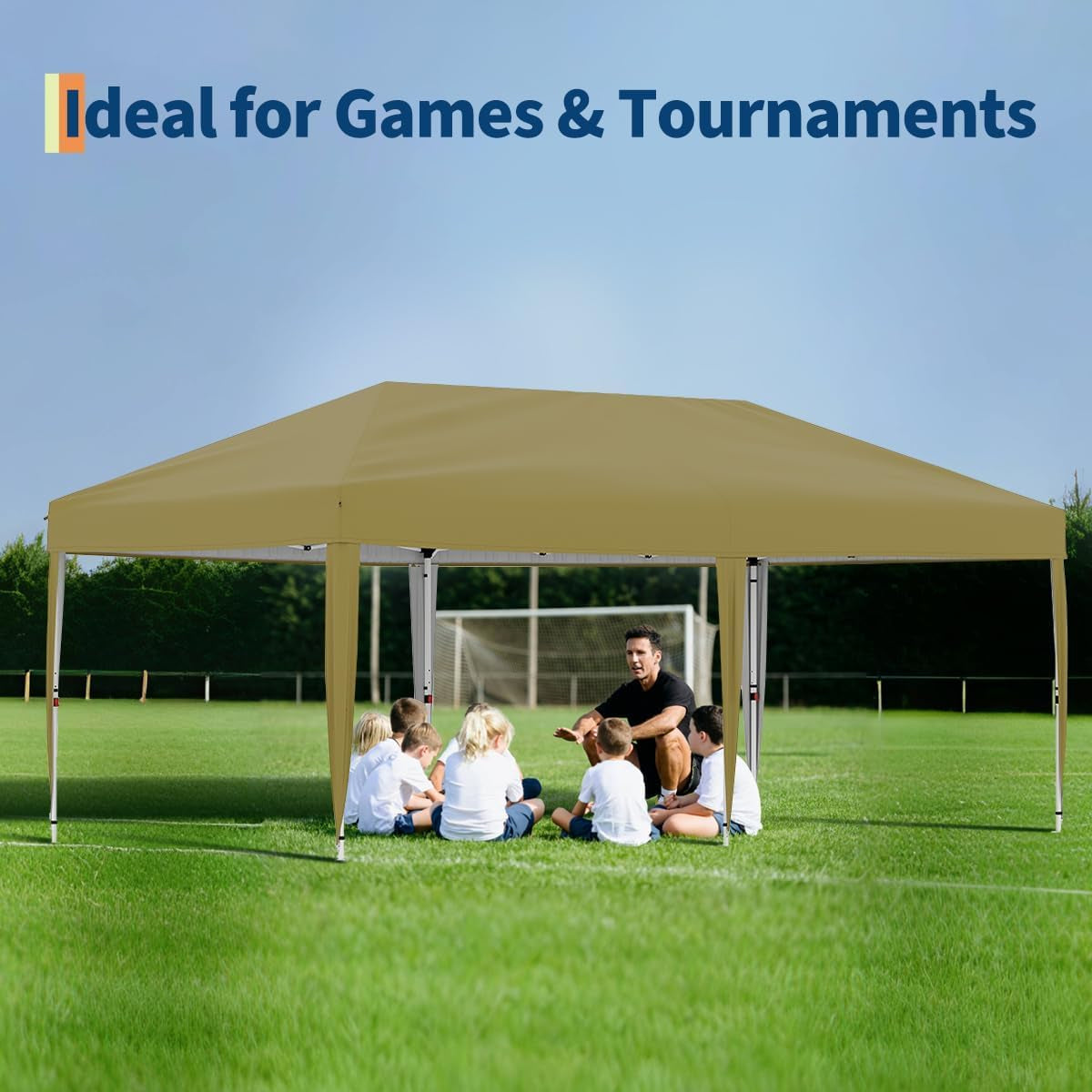 Garvee 10x20 Pop-Up Canopy Tent, 200 Sq Ft Shade, One-Push Setup, 210D Oxford Fabric, 6 Sidewalls, Steel Frame, Portable Roller Bag, Outdoor Events & Camping