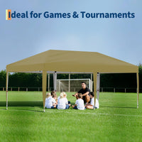 Garvee 10x20 Pop-Up Canopy Tent, 200 Sq Ft Shade, One-Push Setup, 210D Oxford Fabric, 6 Sidewalls, Steel Frame, Portable Roller Bag, Outdoor Events & Camping