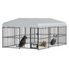 Garvee Outdoor Heavy Duty Large Dog Kennel, Walk-in Dog Cage with Metal Gate & Secure Lock, Large Dog Enclosure with Waterproof Roof, Includes Feeding Doors & Bowls for Backyard, 10x15x6 ft