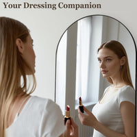 Garvee Arched Full Length Mirror 65"x22" Mirror Standing Hanging or Leaning Wall, Full Body Floor with Stand Aluminum Alloy Thin Frame for Bedroom