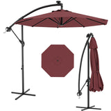 Garvee 10' Cantilever Umbrella with 360 Rotating Base, UV Protection Offset Patio Umbrella 12 Ribs Outdoor Sun Shade with Easy Tilt Adjustment for Backyard, Lawn, Garden, Wine Red - Wine Red
