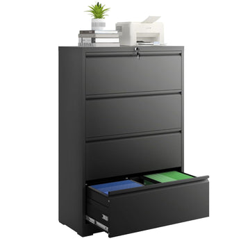Garvee 4 Drawers Lateral File Cabinet, Metal Filing Cabinet with Lock for Home Office, Wide Steel Storage Cabinet Commercial Drawer Cabinets for Legal/Letter/A4 Size Files, Assembly Required