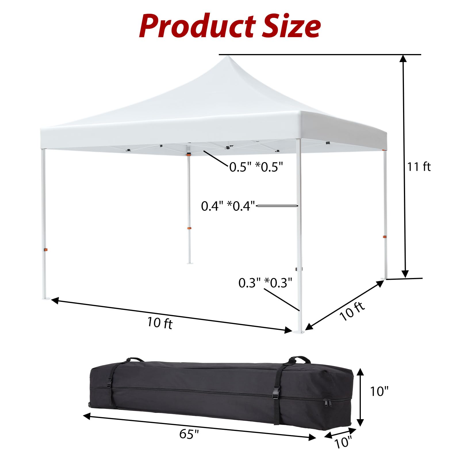 Pop-up Waterproof Windproof and UV-Proof Gazebo Instant Portable Canopy Tent 10'x10' with 3 Side Walls, 1 Wheeled Bag, 8 Ground pegs for stall/Outdoor/Party Events (10FTx10FT, W