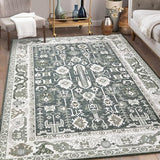 Garvee 8'x10' - Alfombra marroquí lavable estilo bohemio antideslizante bajo perfil - Gray