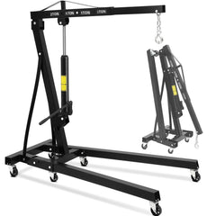 Garvee 2 Ton Hydraulic Engine Hoist Folding Cherry Picker Shop Crane Lift 4400LB Black - Black