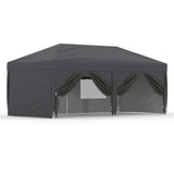 Garvee 10'x20' Pop Up Canopy Tent Outdoor Canopy One-Person Set Up Heavy Duty Commercial Instant Tent Shelter, 6-Sidewall+Gray - Grey