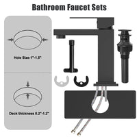 Bathroom Sink Faucet for 1 or 3 Holes with Pop Up Drain Stopper & Water Supply Hoses No-Lead Modern Single Handle Bathroom Faucet (Deck Plate Included)