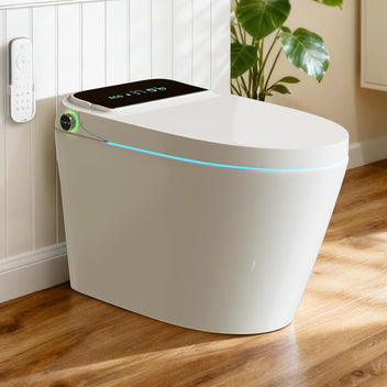 Garvee Elongated One-Piece Smart Toilet in Tankless Design with Bidet, Auto Open/Close, Heated Seat, Instant Warm Water & Dryer and Foot Sensor Operation for Bathroom