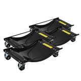 Garvee Car Wheel Dolly Set 4 Heavy Duty Steel Tire Skates Gloves Lockable Casters Handle Van Positioning Jack Lifter Garage - Black