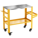 Garvee 36 x 18 Inch Welding Table, 1200 lbs Capacity, Lockable Wheels, Tool Rack & Tray, Yellow for Garage - Yellow