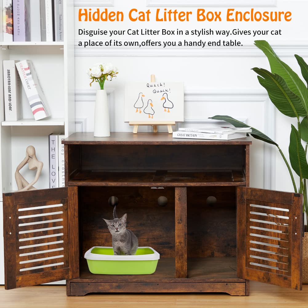 Cat Bathroom Furniture, Large Hidden Litter Box with Storage - GARVEE