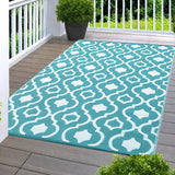 Garvee Outdoor Light Blue & White 6x9 Rugs, Waterproof Reversible Outside Carpet, Durable Plastic Straw Rug for Camping Picnic Balcony Backyard & Porch - Light Blue & White