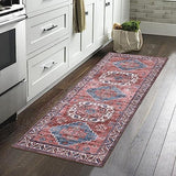 Garvee Oriental Runner Rug 2x6 Modern Rug for Bedroom Machine Washable Rug Vintage Floor Mat for Dining Retro Floor Cover Aesthetic Non-Shedding Anti-Slip Kitchen Mat - Pink
