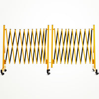Garvee Metal Expandable Barricade, 11 Ft Folding Security Gate, Rotatable & Portable Expandable Barricade Gate Outdoor, Industrial Expandable Barricade Gate with Casters, Yellow&Black