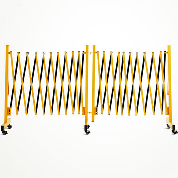 Garvee Metal Expandable Barricade, 11 Ft Folding Security Gate, Rotatable & Portable Expandable Barricade Gate Outdoor, Industrial Expandable Barricade Gate with Casters, Yellow&Black