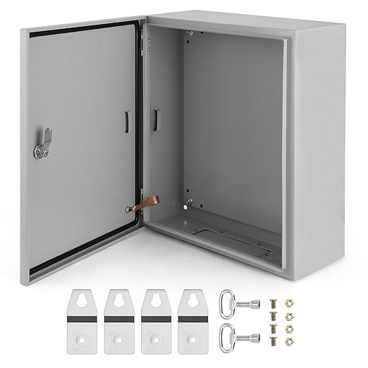 Garvee Junction Box, Steel Electrical Box 20x16x8", NEMA 4X Electrical Enclosure Box IP66 Waterproof & Dustproof, Universal Electrical Project Box with Lock & Mounting Plate
