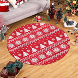 Garvee Christmas Round Rug 4Ft Bohemian Style, Tree & Snowflake Pattern, Polyester, Non-Slip, Washable, Living & Dining Room - Red