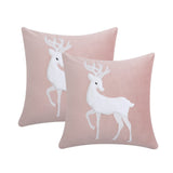 Garvee Set of 2 Christmas Throw Pillow Covers Merry Christmas Cushion Covers Velvet Pillowcases with Deer for Christmas Home Decor Sofa Couch Pink 20 x 20 Inch - Pink