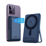 Garvee Wireless Portable Charger 10000mAh Magnetic Power Bank PD 20W Mag-Safe Battery Pack with LED Display and Foldable Stand for iPhone 14/13/12 (Blue) - Blue