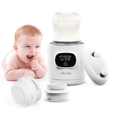 Garvee Portable Bottle Warmer, 3 Heating Options & Precise Temperature Control, LCD Display Touch Control with 2 Adapters, Leak-Proof, Rechargeable Travel for Breastmilk or Formula Wireless Bottle Warmer