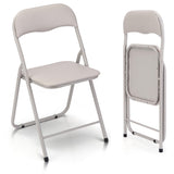 Garvee Folding Chairs 2 Pack with Cushion, Outdoor & Indoor Event Portable Metal Folding Chairs with Non-Slip Feet Pads Stackable Chairs, Off-White - Off-white B