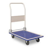 Garvee 286.6lbs Load Weight Capacity Platform Hand Truck, Moving Push Cart Dolly with 360 Degree Swivel Wheels, Heavy Duty Foldable Rolling Tool Cart for Loading and Storage, Blue