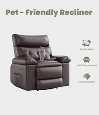 Garvee Oversized Wide Recliner Chair - Heat and Massage, PU Leather Large Manual Recliner for Adults, Ultimate Comfort Lazy Boy with 1.5X Sponge Filling and Easy Recline Mechanism for Relaxation