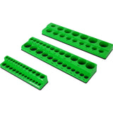 Garvee 3 Pieces Socket Holder Set Magnetic Socket Organizer SAE Green 1/2-inch 3/8-inch 1/4-inch Drive Professional Tools - Sae Green