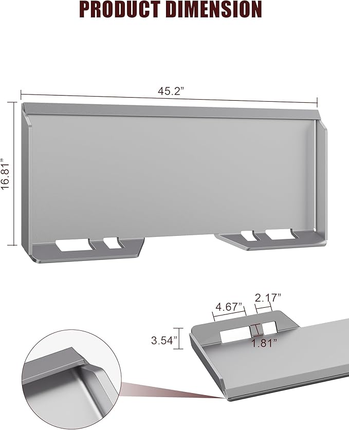 Garvee 3/8" Skid Steer Attachment Plate, Universal Quick Attach Adapter Mount Plate, Fits Kubota John Deere and Bobcat Skid Steer Tractor