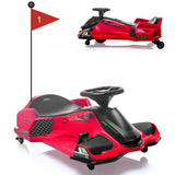Garvee Ride - P Series: 12V Kids Ride on Drift Car for Kids, 7ah 45W Motor Electric Drifting Go-Kart Up to 5 mph Variable Speed, Built-in Music,Colorful Tail LED Light,USB,Low-Power Alarm,Max Load 110lbs, Blue - Red - Red