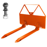 Garvee 46" Pin-On Pallet Forks Attachment With Quick Attach Mount, Universal Skid Steer Forks With Hitch Ball Hole for Tractors and Loaders, Orange - Orange