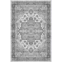 Garvee Area Rug for Living Room, 8x10 Machine Washable Vintage Rug Carpet for Bedroom Dinning Room, Distressed Area Rug Indoor Non Slip No Pile, Grey