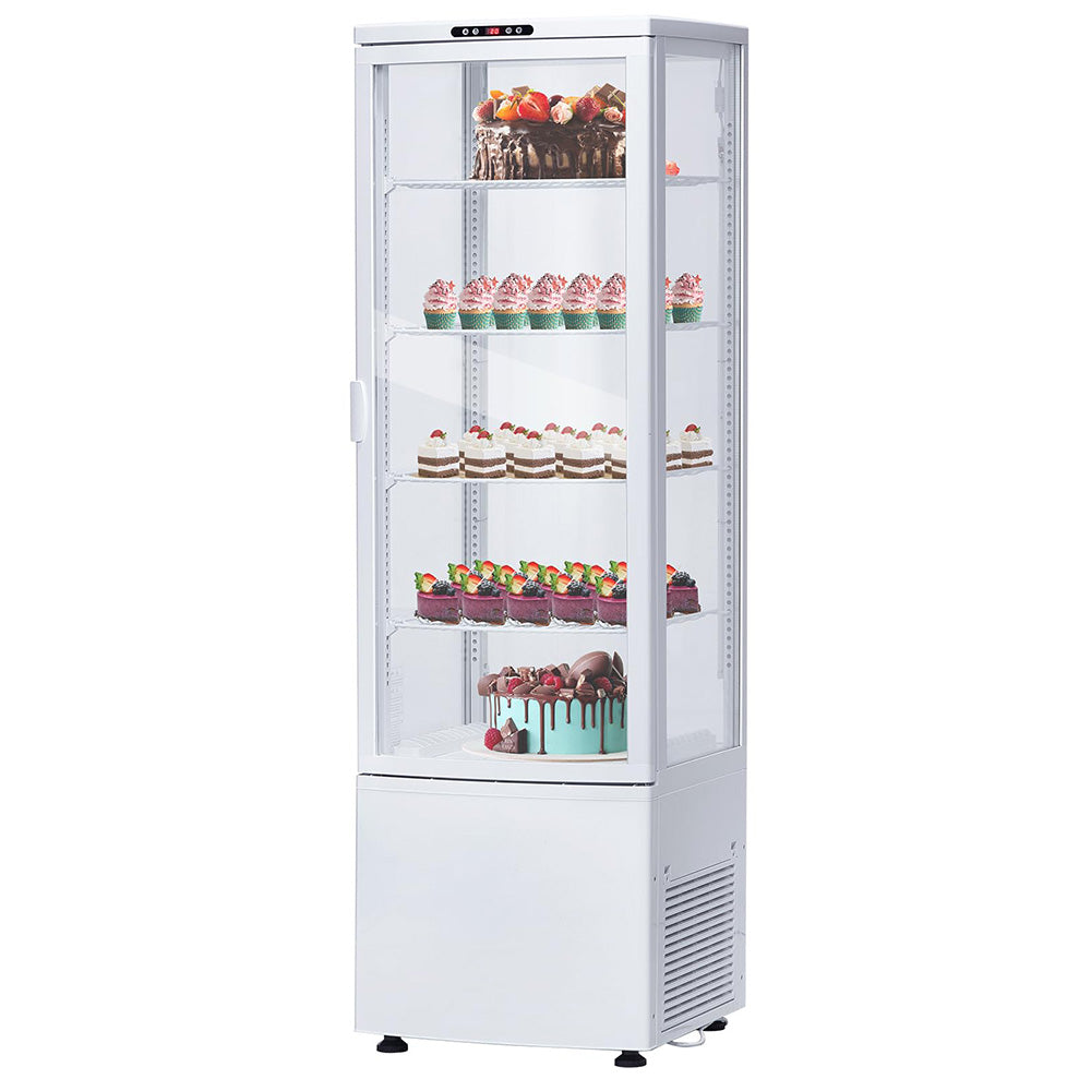 Garvee 238L/8.4 Cu. FT Commercial Cake Refrigerator Display Fridge, Single Door Double-Layered Glass Upright Refrigerator with LED for Bars Stores