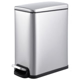 Garvee Small Bathroom Trash Can with Lid, 10 Liter Stainless Steel Garbage Can, Slim Metal Trash Bin for Toilet, Bedroom, Kitchen, Office, Silver - Silver