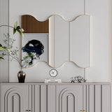 Garvee 30x35 Inch Bathroom Wall Mirror Metal Frame Curled Edge Rectangular Mirror Home Decor Golden