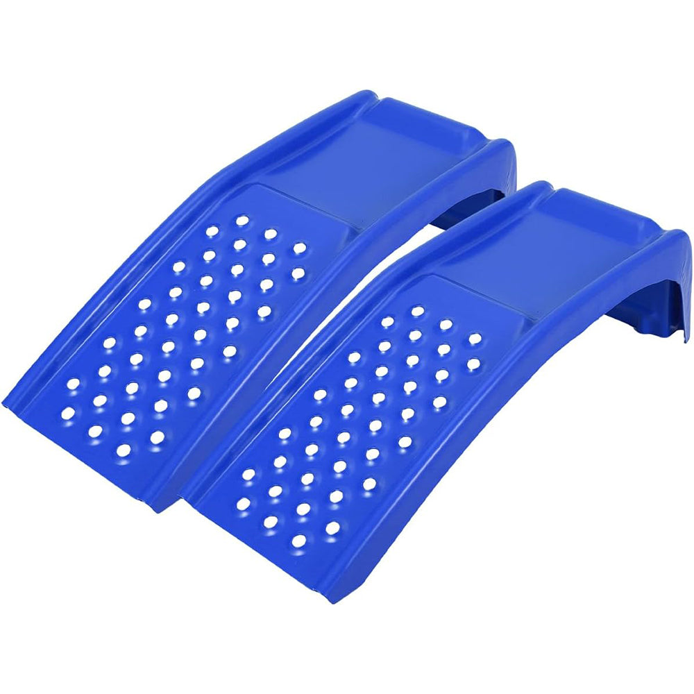 Garvee Car Ramp Set of 2 Heavy Duty Steel Ramps 8000lbs Load Capacity 8-inch Lift Extruded Traction Holes Compact Storage for Garage Repair