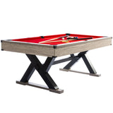 Garvee 7.4 ft Pool Table Heavy Duty 84" Billiard Tables with X-Shape Metal Legs Complete Set for Home Family Game Room Red Cloth