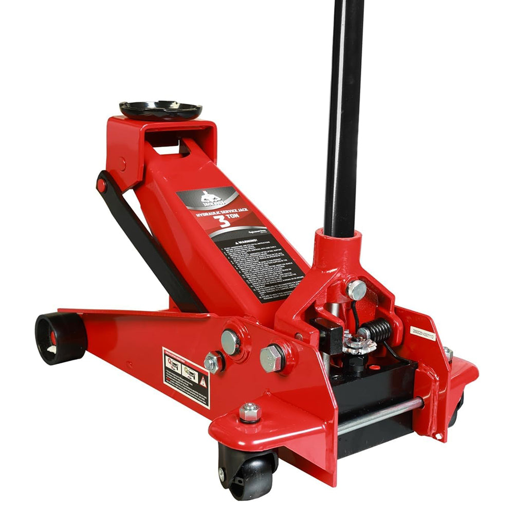 Garvee 3-Ton Low Profile Floor Jack - Heavy-Duty Hydraulic Jack with 3" to 18" Lift Range for Cars, Red