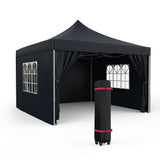Garvee GraveeLife 10x10FT Pop Up Canopy Tent with 4 Sidewalls, Portable Outdoor Canopy with Wheeled Bag, Easy Set-Up Waterproof Outdoor Party Gazebo, Instant Tent for Wedding Backyard Garden Event - Black